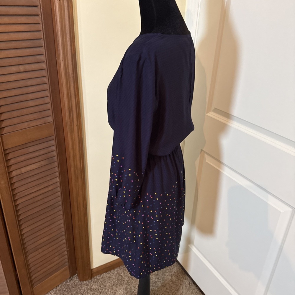 Cooperative By Urban Outfitters Navy Confetti Print Mini Dress 3/4 Sleeve Small